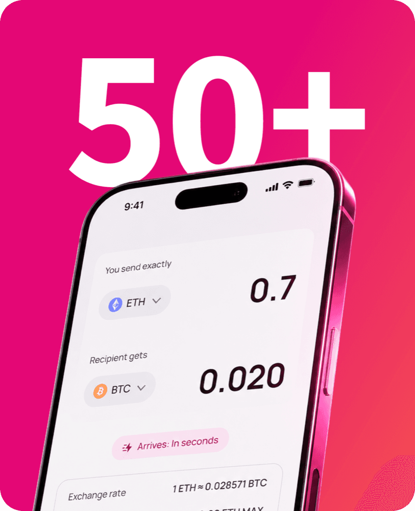 Conversión entre las principales criptomonedas en la app de YimmiT