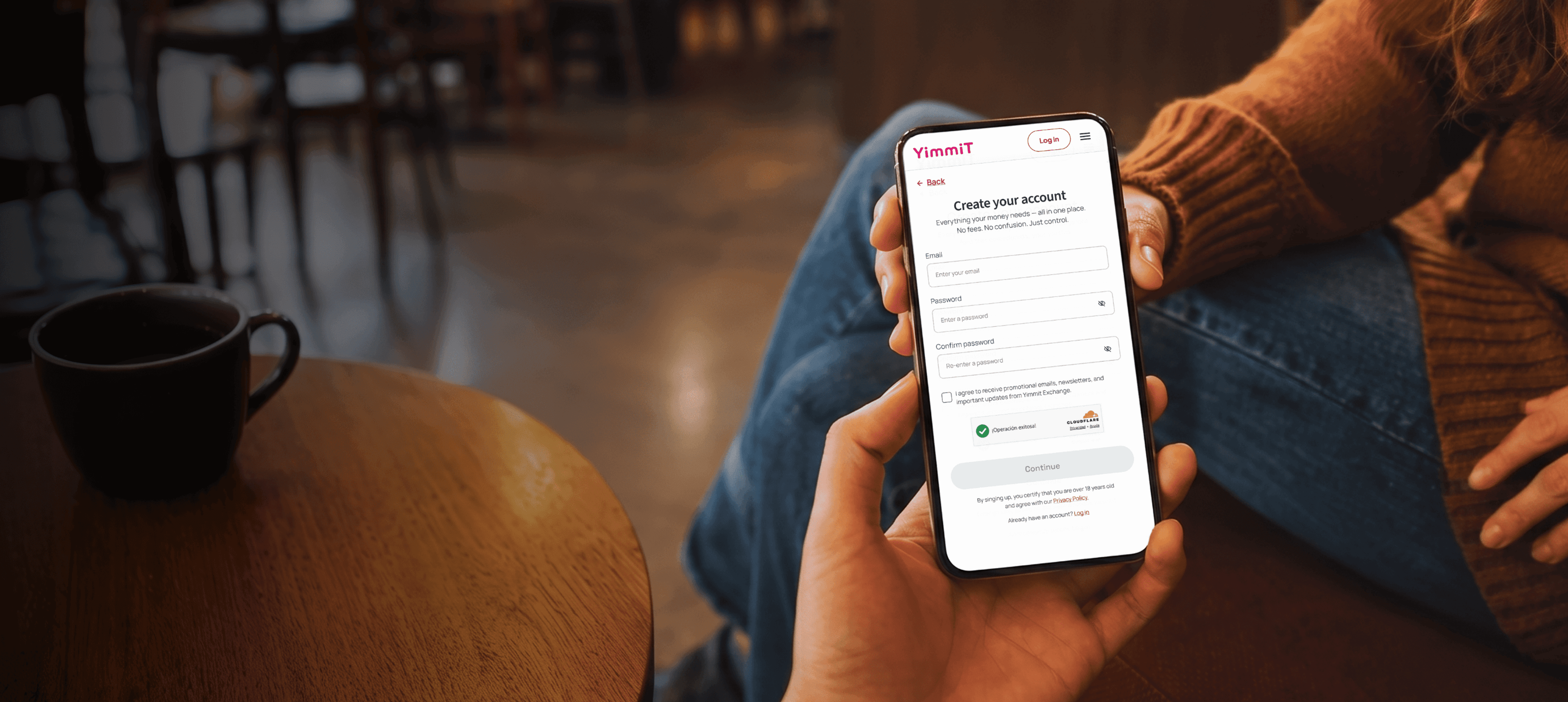 Secure account setup process on YimmiT